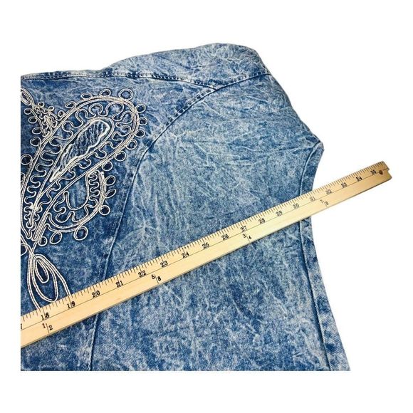 Vintage Tina Woo Acid Wash Oversized Jacket Size S Blue 80s USA Made - Picture 6 of 8